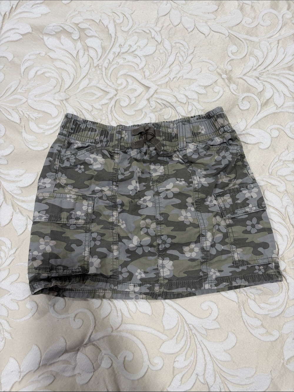 SO Olive Green Floral Camo Mini Skirt